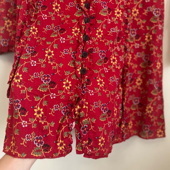 Free People NWT Y2K Boho Bell-Sleeve Floral Cottage Core Cotton Vintage Dress! - Picture 5 of 12